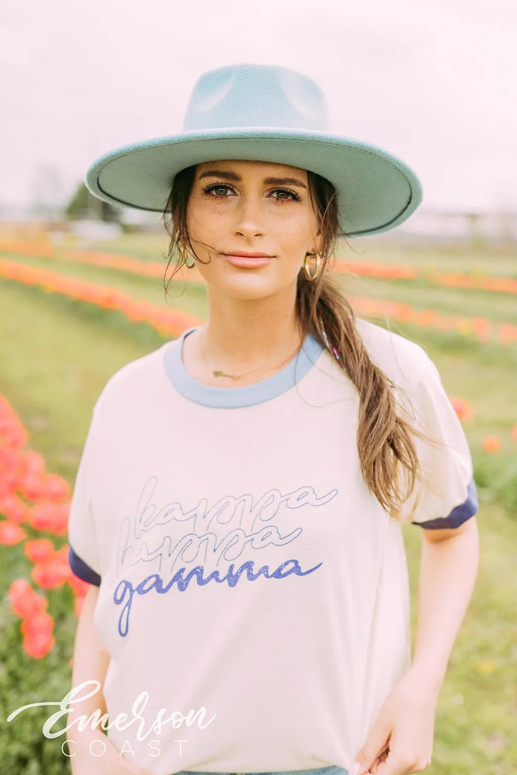 Kappa Kappa Gamma Blue Colorblock Ringer Tee