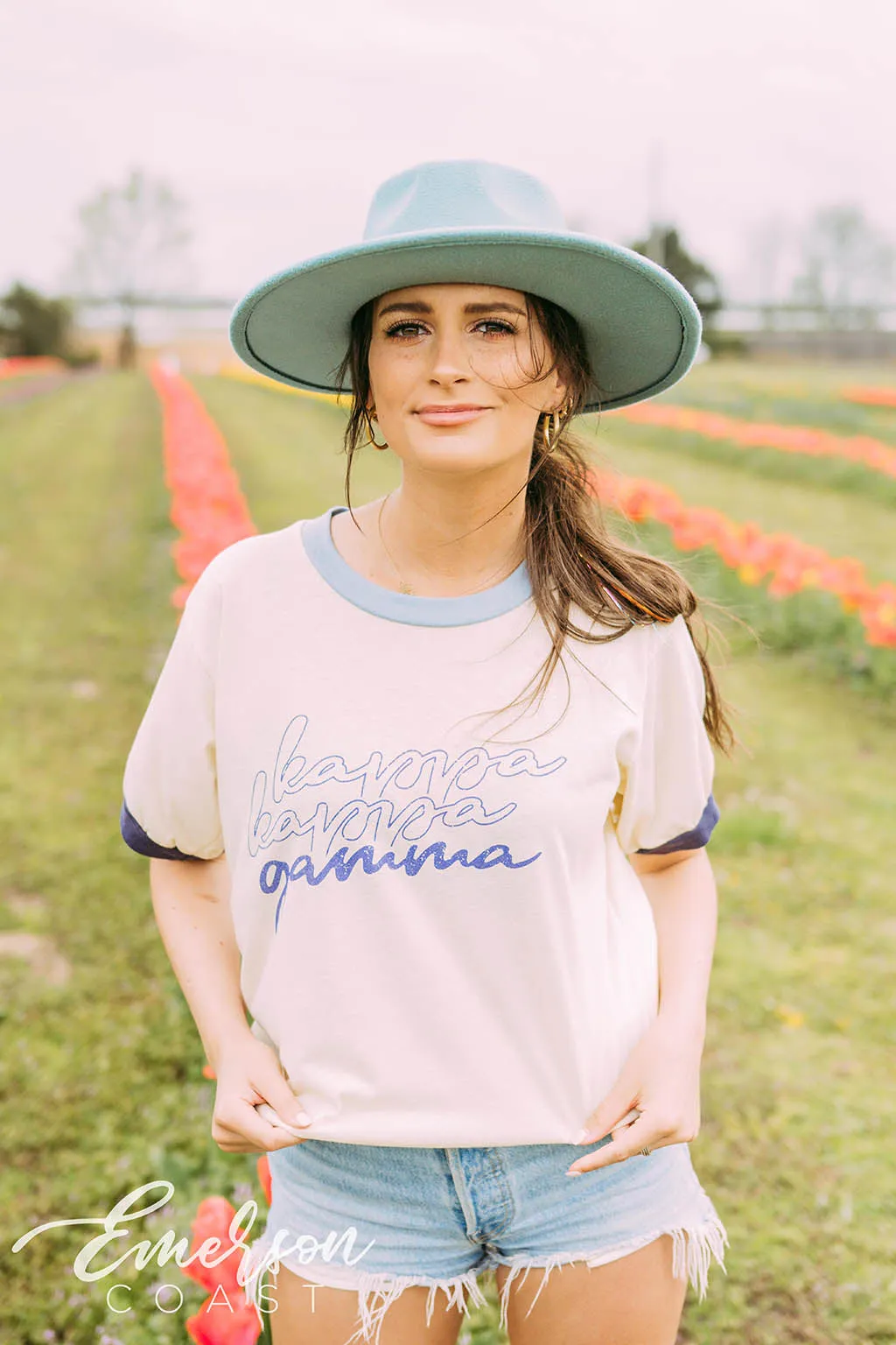 Kappa Kappa Gamma Blue Colorblock Ringer Tee