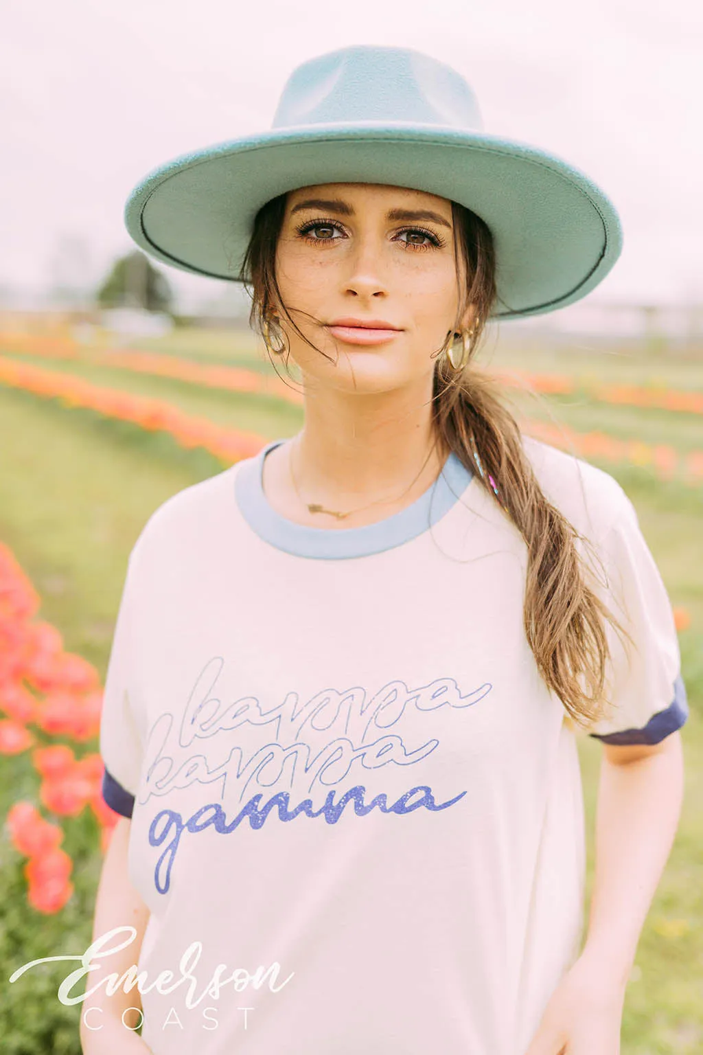 Kappa Kappa Gamma Blue Colorblock Ringer Tee