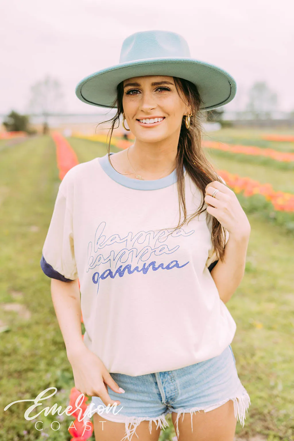 Kappa Kappa Gamma Blue Colorblock Ringer Tee