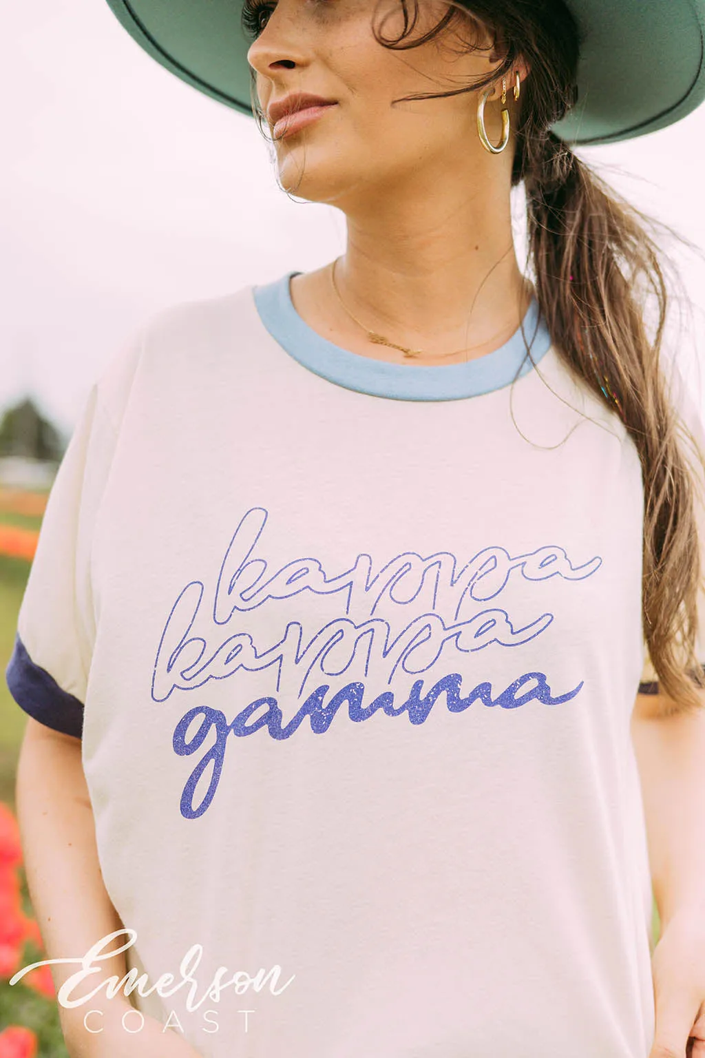 Kappa Kappa Gamma Blue Colorblock Ringer Tee