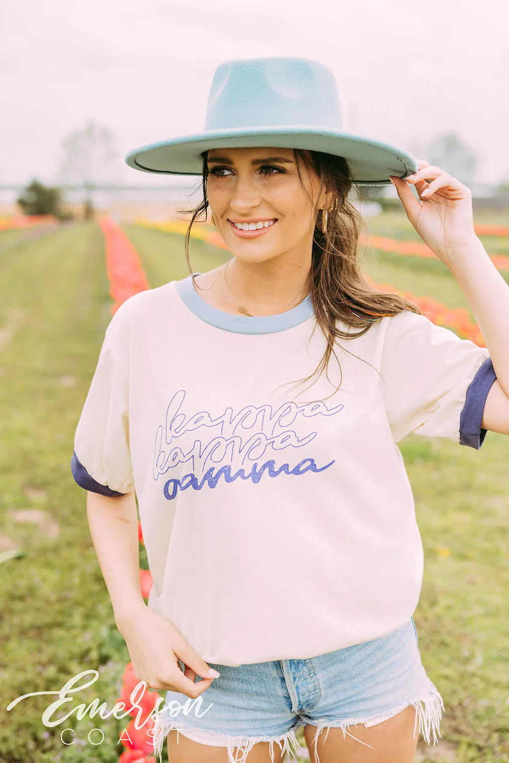 Kappa Kappa Gamma Blue Colorblock Ringer Tee
