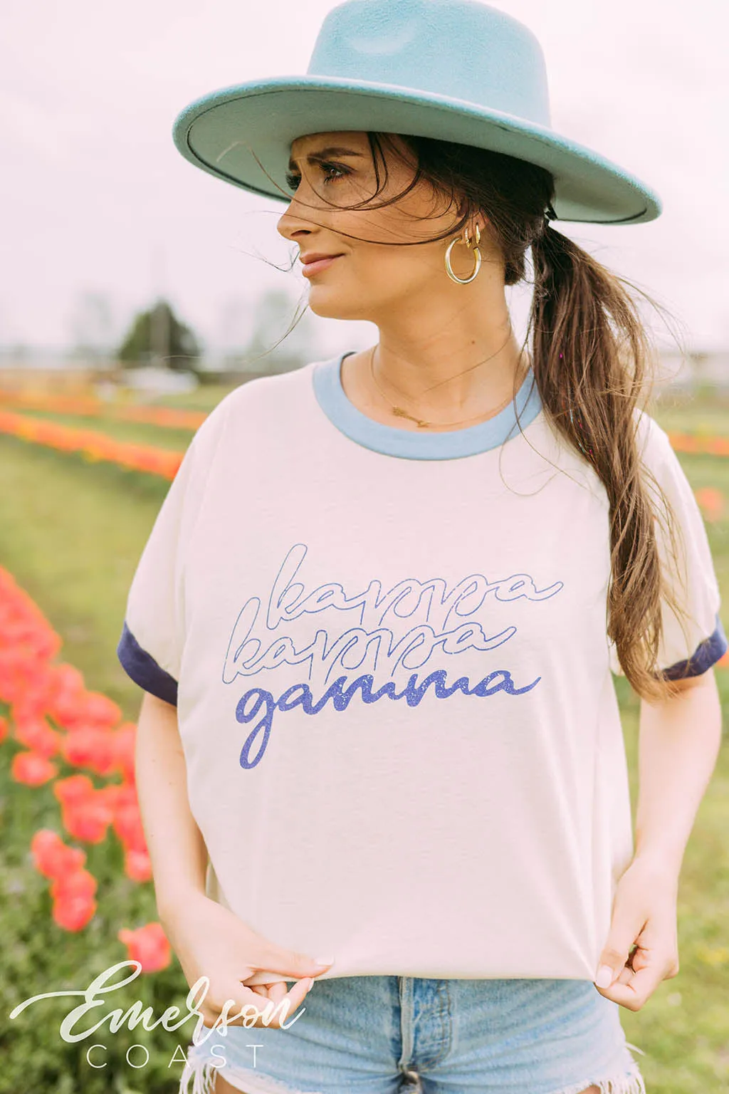 Kappa Kappa Gamma Blue Colorblock Ringer Tee