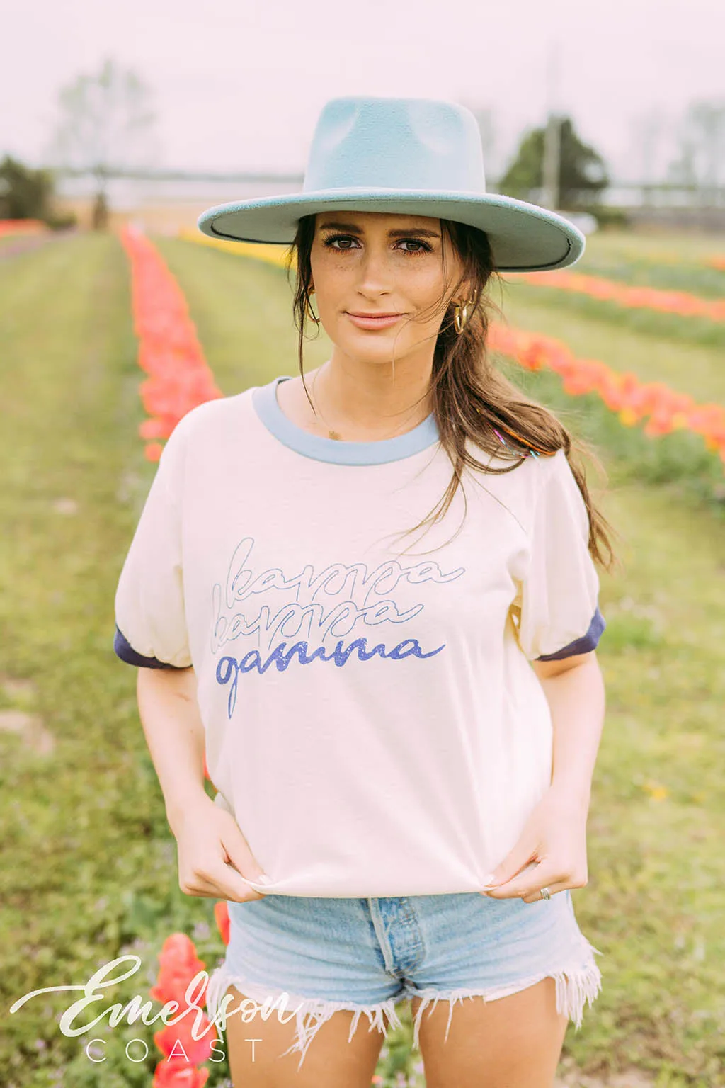 Kappa Kappa Gamma Blue Colorblock Ringer Tee