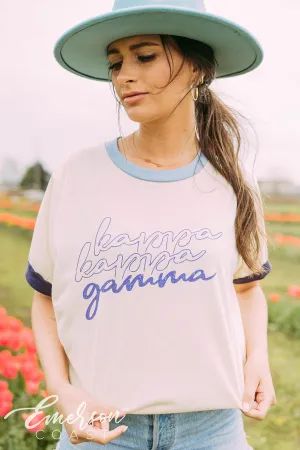 Kappa Kappa Gamma Blue Colorblock Ringer Tee