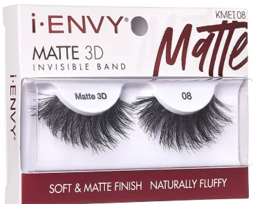Kiss Envy Matte 3D Invisible Band Eyelashes: Elevate Your Lash Game- KMEI08
