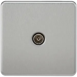 Knightsbridge SF0100BC Screwless 1G TV Outlet (Non-Isolated) - Brushed Chrome