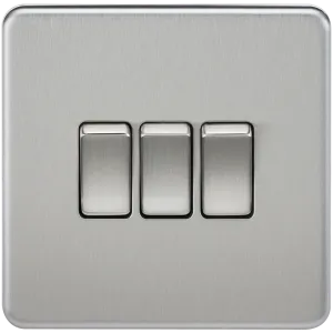 Knightsbridge SF4000BC Screwless 10AX 3G 2-Way Switch - Brushed Chrome