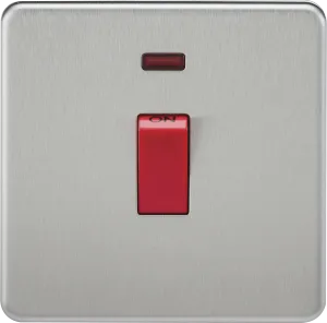 Knightsbridge SF8331NBC Screwless 45A 1G DP Switch   Neon - Brushed Chrome