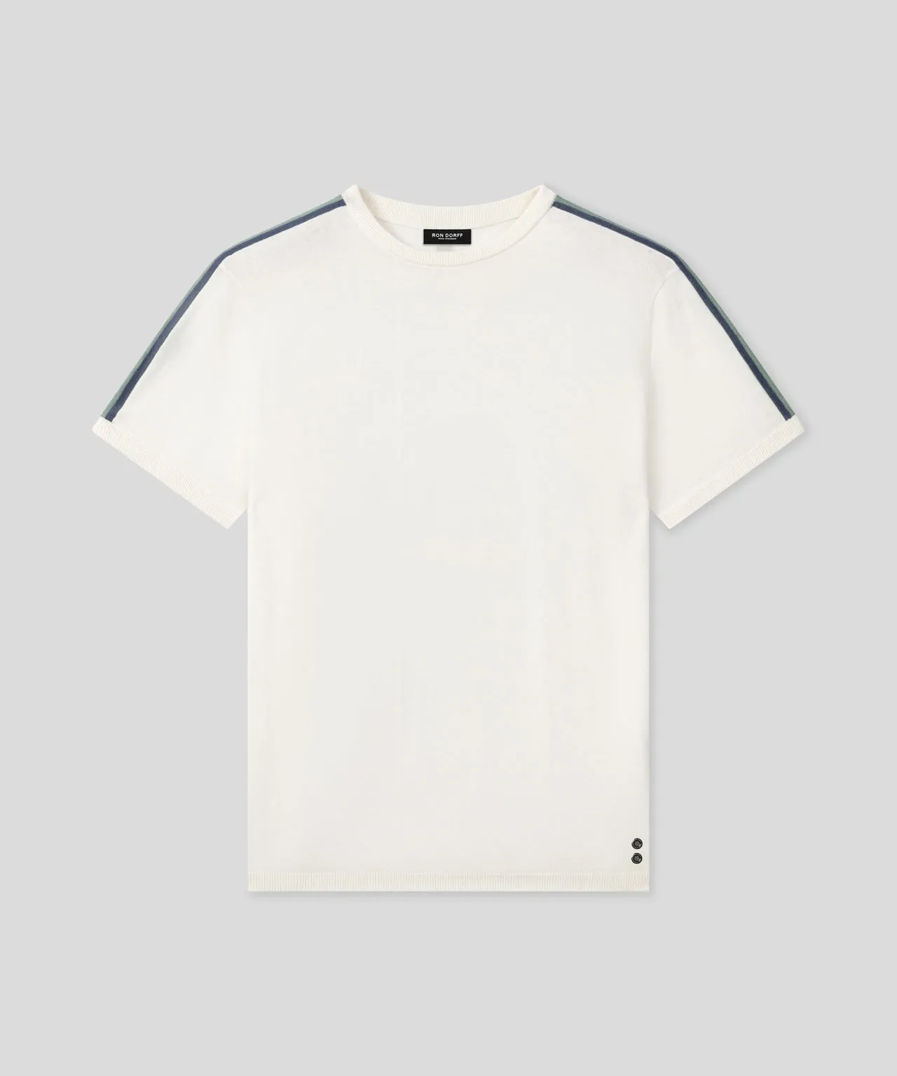 Knitted T-Shirt w. Side Stripes: Off White