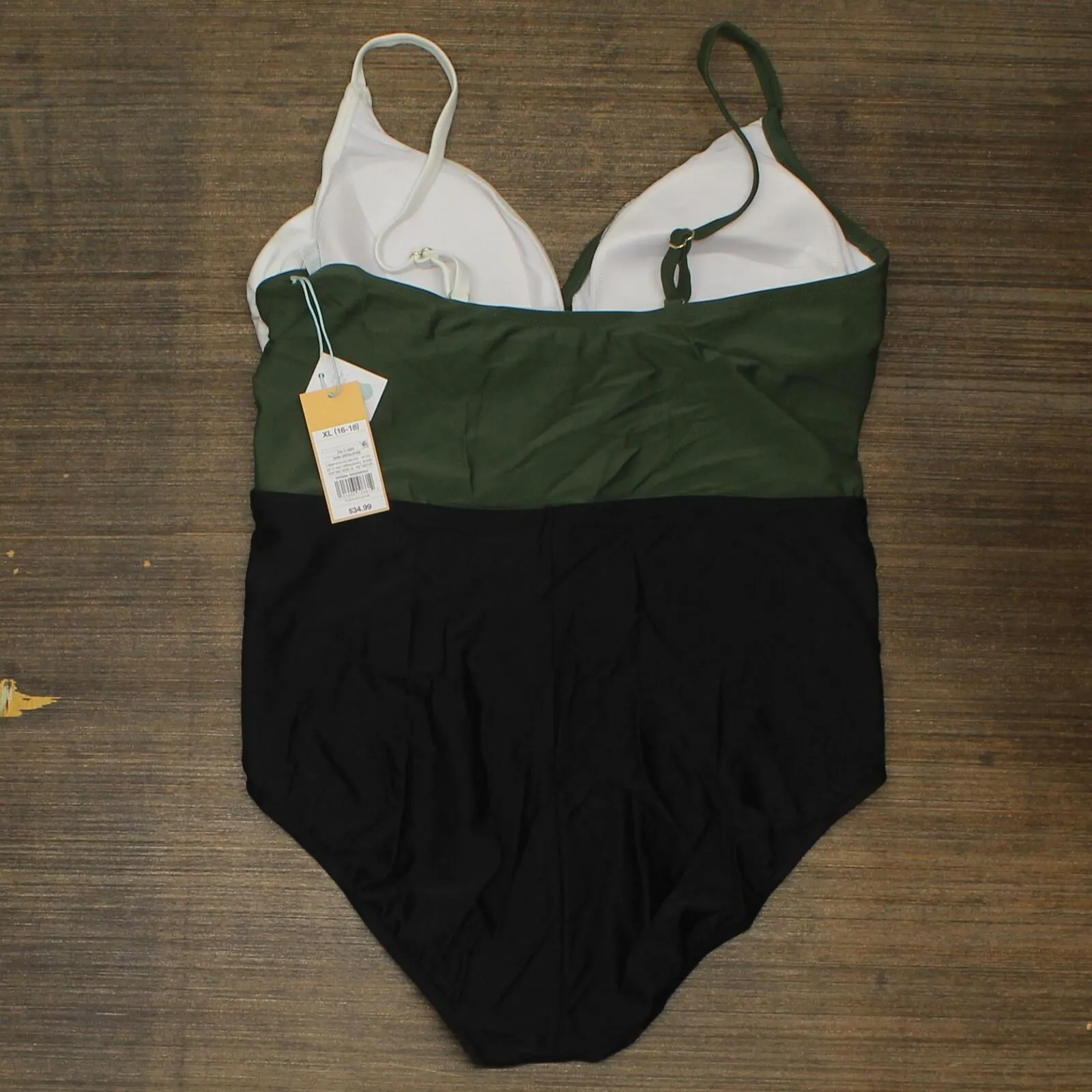 Kona Sol Color Block Wrap High Coverage One Piece Swimsuit AFK69 Green Multi XL