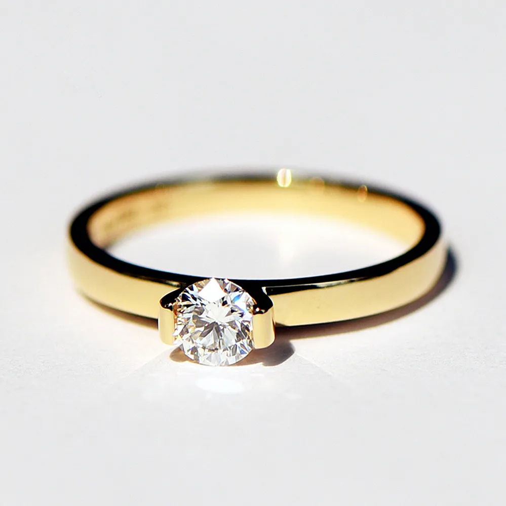 Lab-Grown Diamond Bar Setting Solitaire Engagement Ring