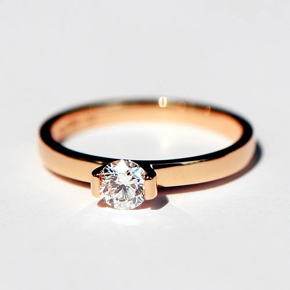 Lab-Grown Diamond Bar Setting Solitaire Engagement Ring