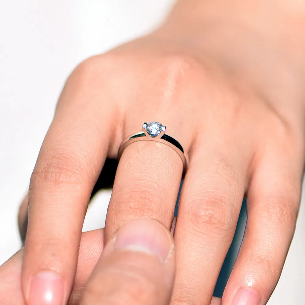 Lab-Grown Diamond Bar Setting Solitaire Engagement Ring