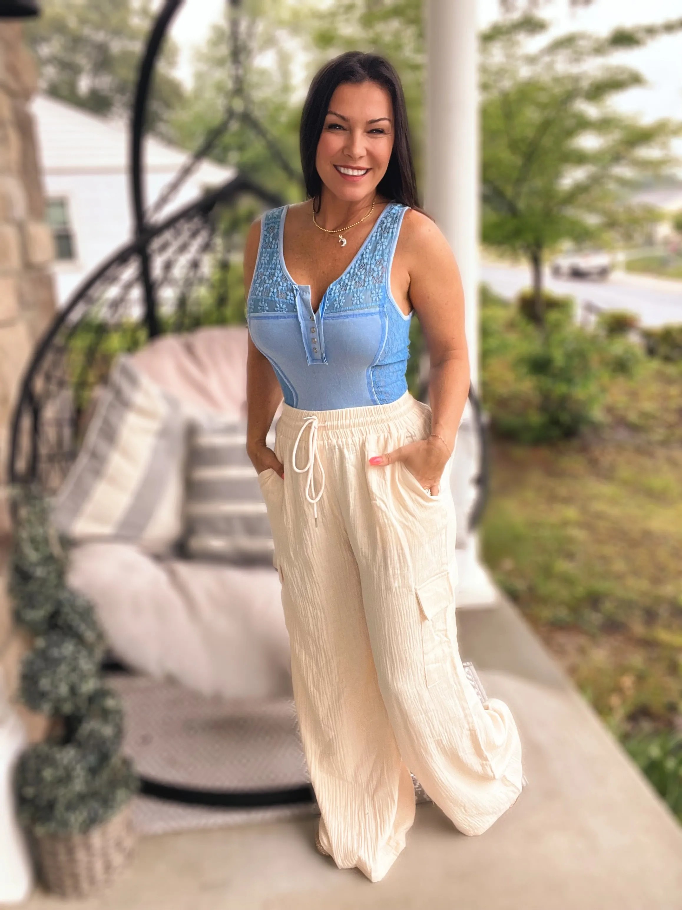Lace and Love Bodysuit- Pacific Blue