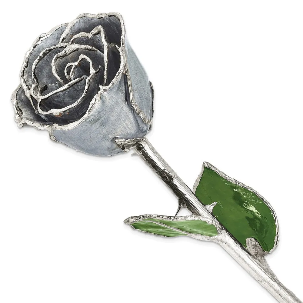 Lacquer Dipped Silver Trim Silver Moonstone Rose
