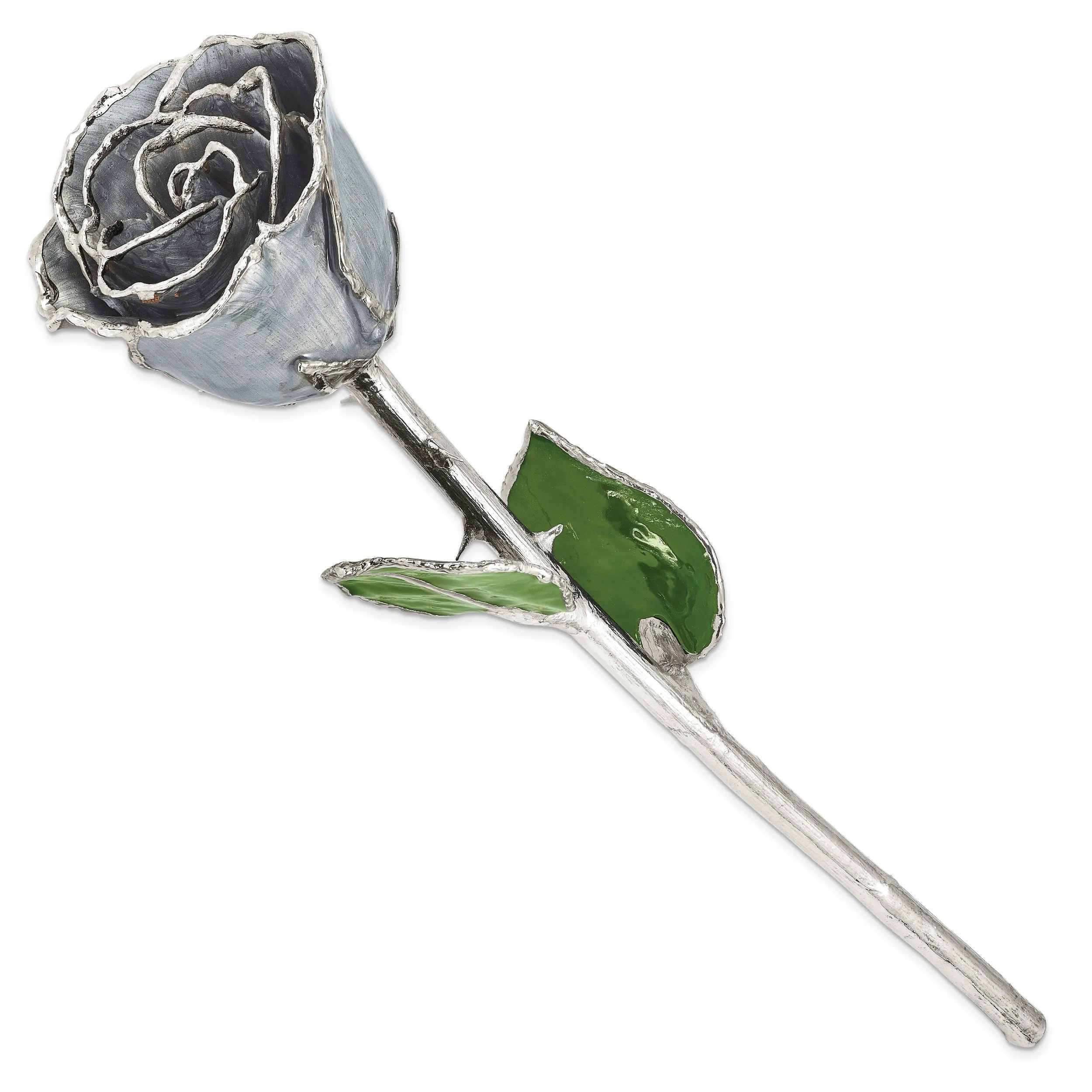 Lacquer Dipped Silver Trim Silver Moonstone Rose