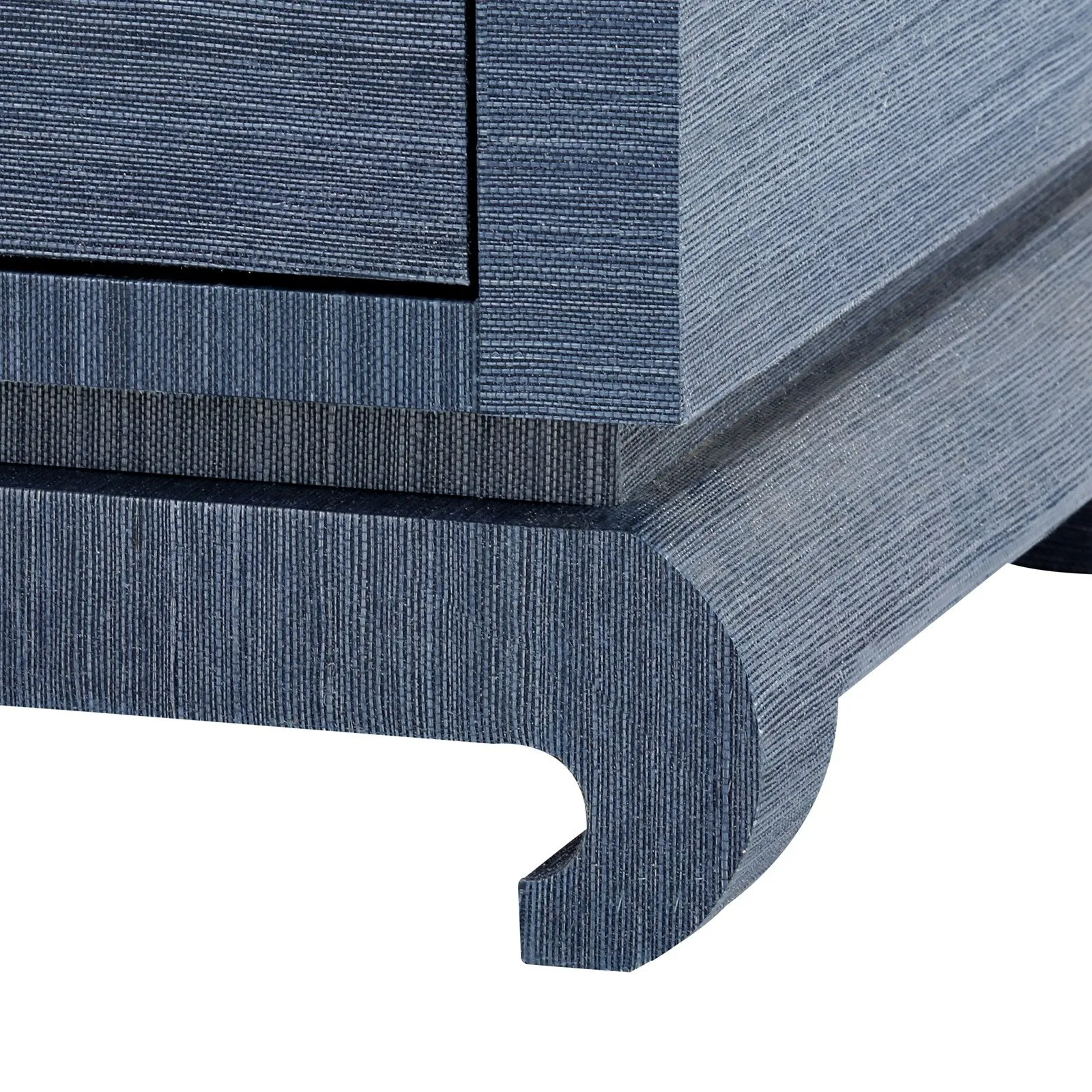 Lacquered Navy Grasscloth Cabinet