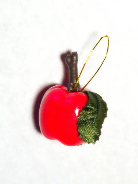 Lacquered Red Apple Ornaments 12pcs
