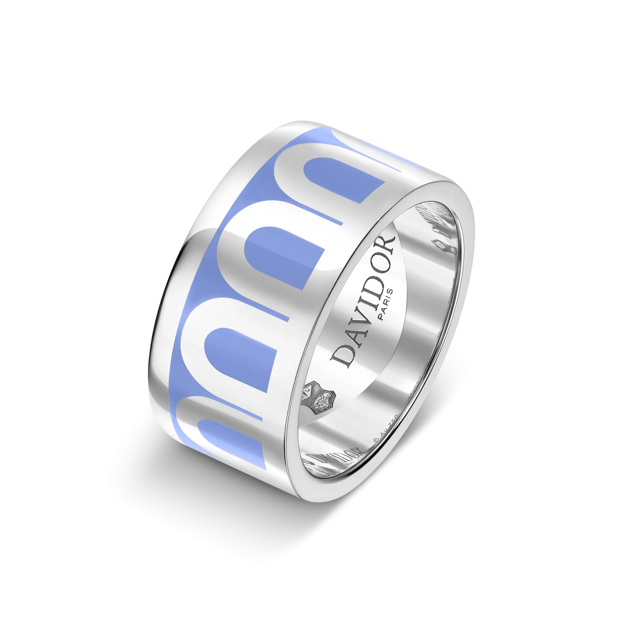 L'Arc de DAVIDOR Ring GM, 18k White Gold with Hortensia Lacquered Ceramic