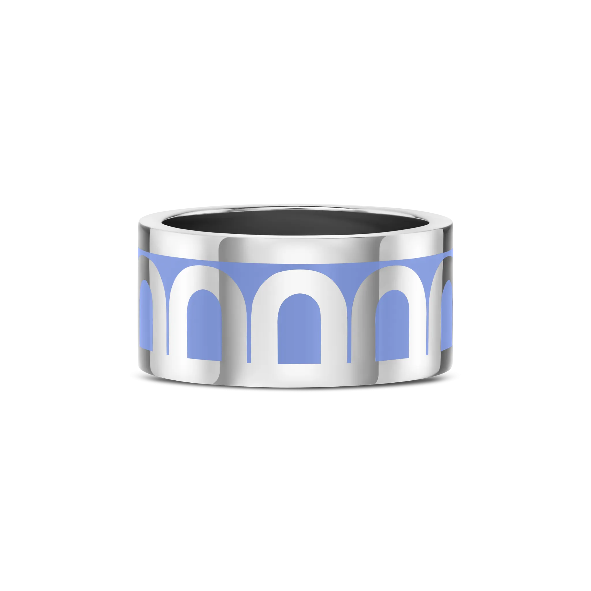 L'Arc de DAVIDOR Ring GM, 18k White Gold with Hortensia Lacquered Ceramic