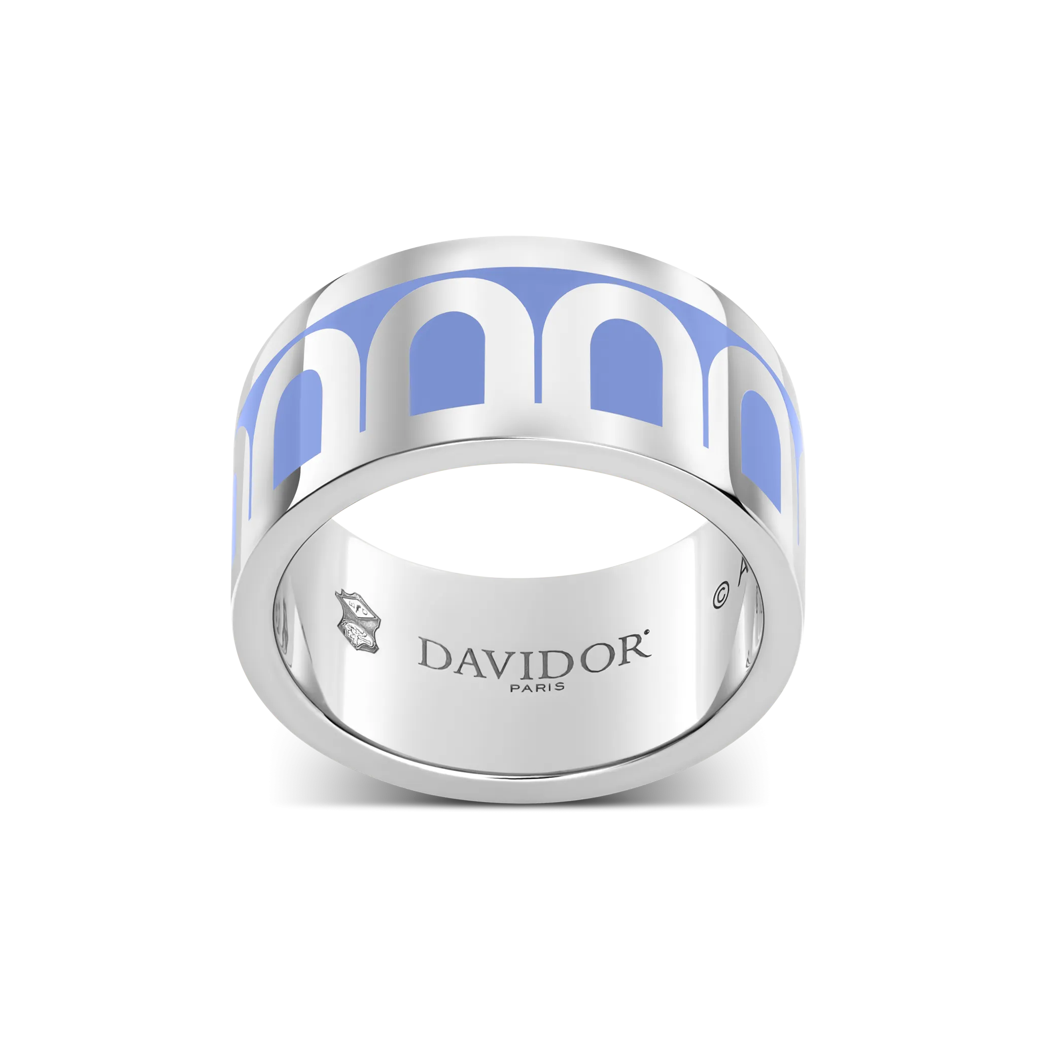 L'Arc de DAVIDOR Ring GM, 18k White Gold with Hortensia Lacquered Ceramic