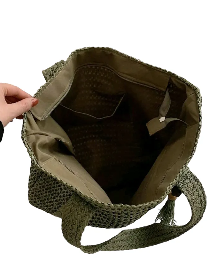 Large Capacity Straw Bag Tassel Bag
