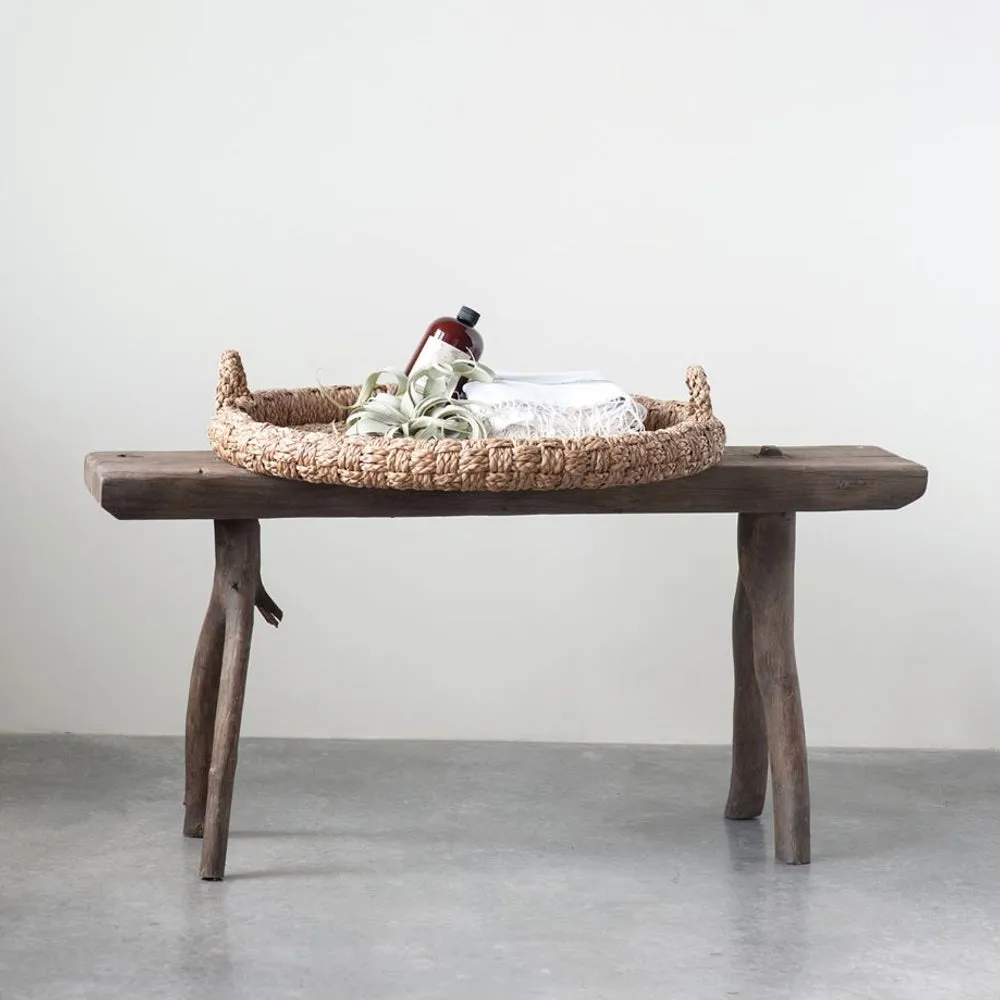 Large Round Braided Bankuan Leaf Tray