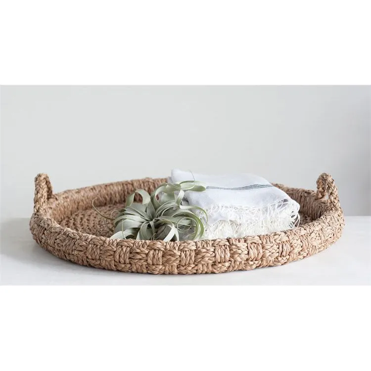 Large Round Braided Bankuan Leaf Tray