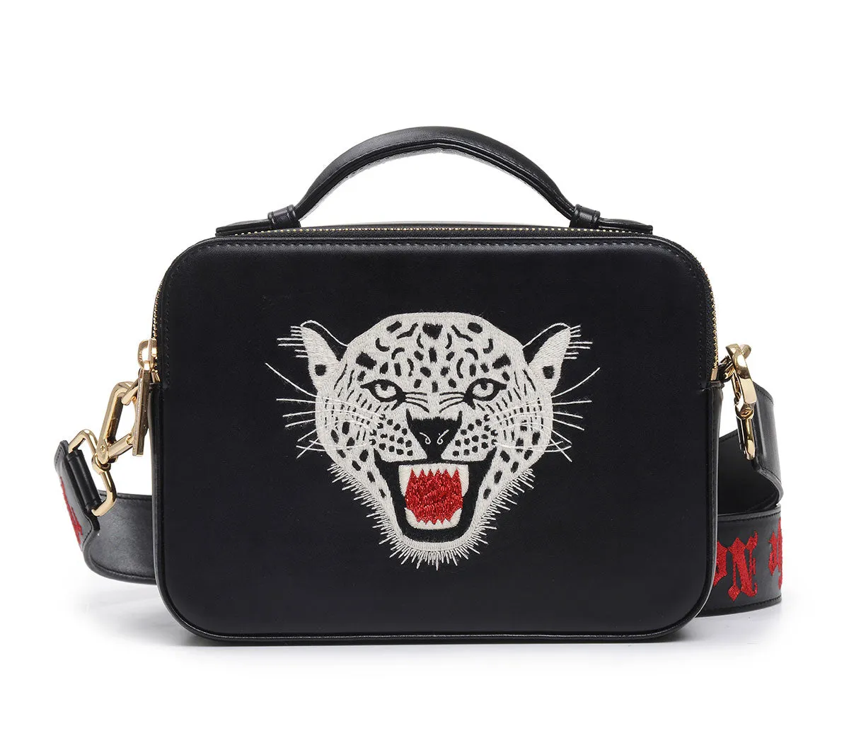 LEOPARD EMBROIDERED CROSSBODY BAG