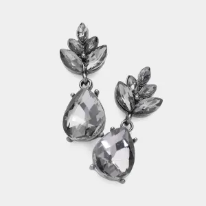 Little Girls Black Diamond Crystal Teardrop Cluster Earrings | 584655