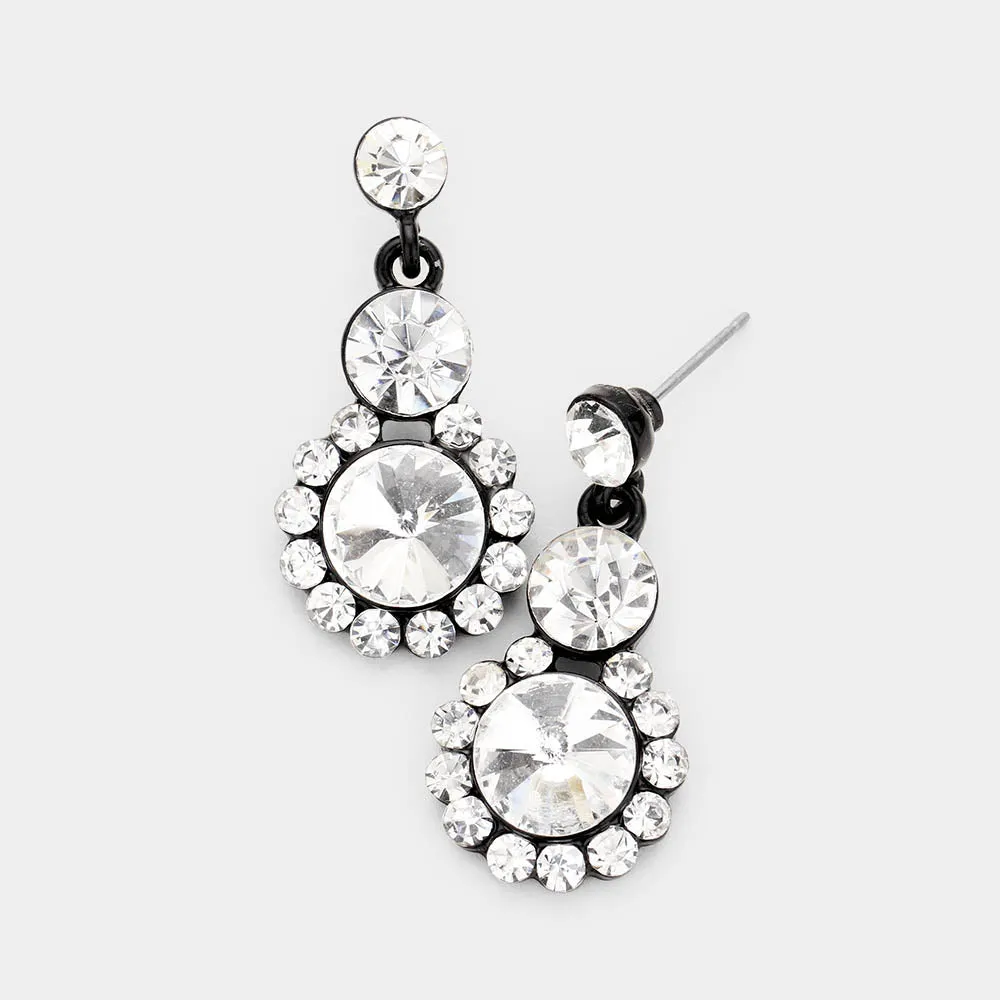 Little Girls Clear on Black Earrings on Silver | 126459
