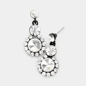 Little Girls Clear on Black Earrings on Silver | 126459