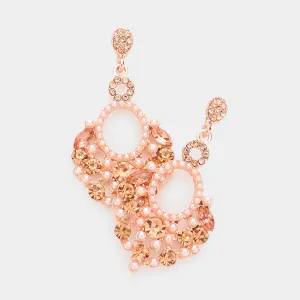 Little Girls Peach Chandelier Earrings  with Pearl Stones | 592121