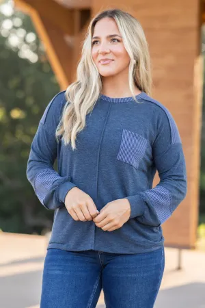 Long Sleeve Color Block Textured Knit Top