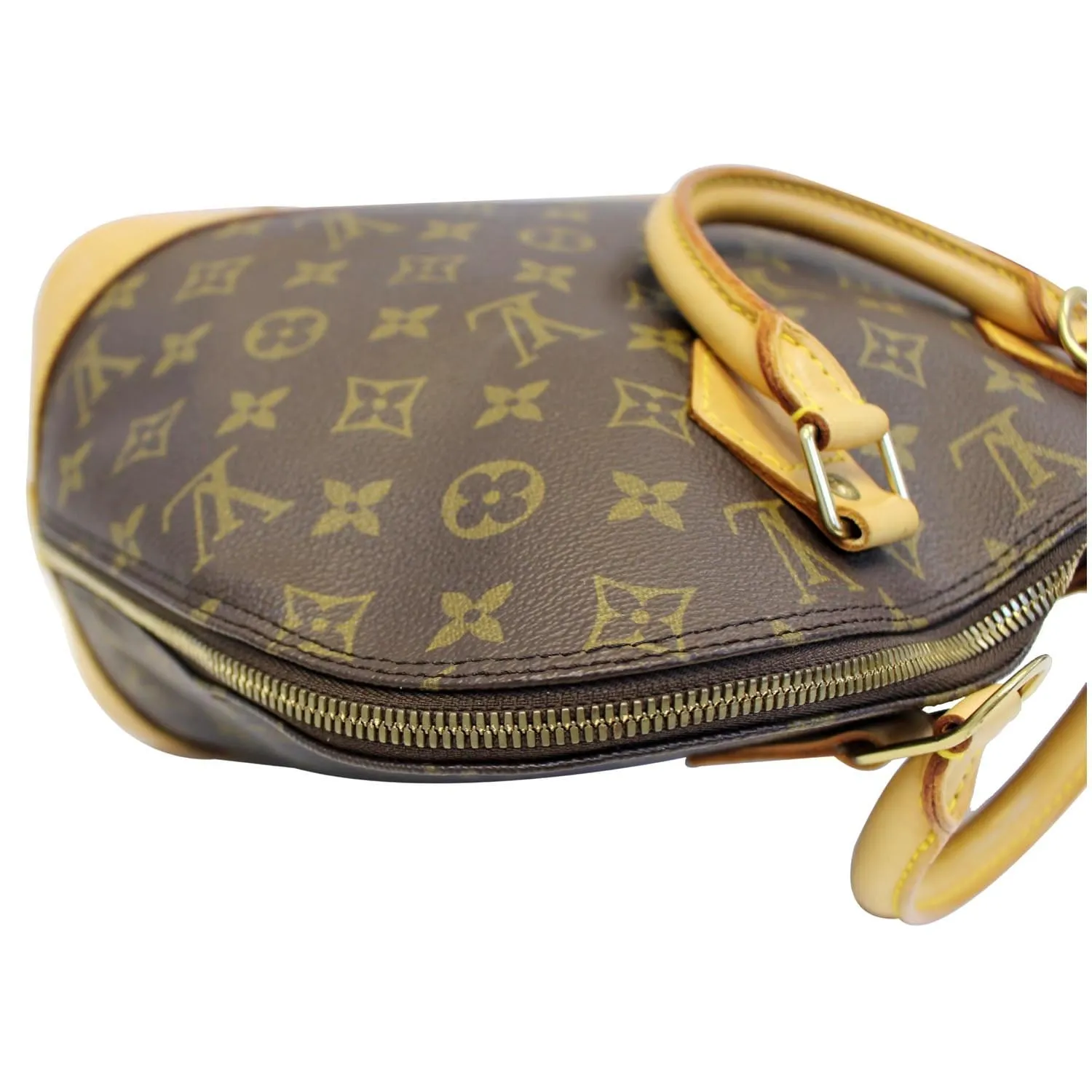 LOUIS VUITTON Alma Monogram Canvas Satchel Bag Brown