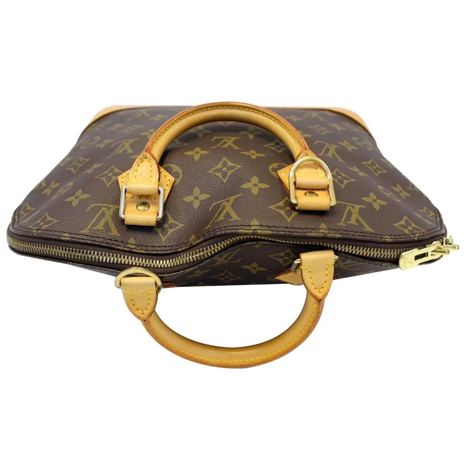 LOUIS VUITTON Alma Monogram Canvas Satchel Bag Brown