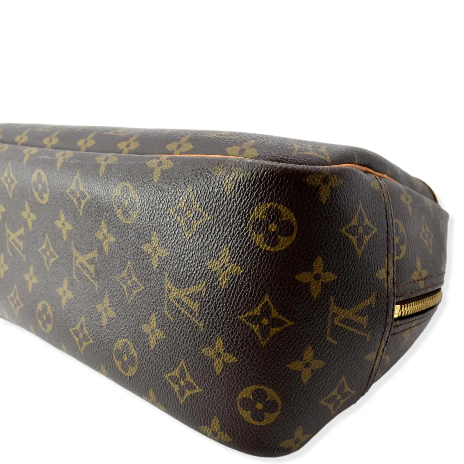 LOUIS VUITTON Deauville Boston Monogram Canvas Satchel Bag Brown