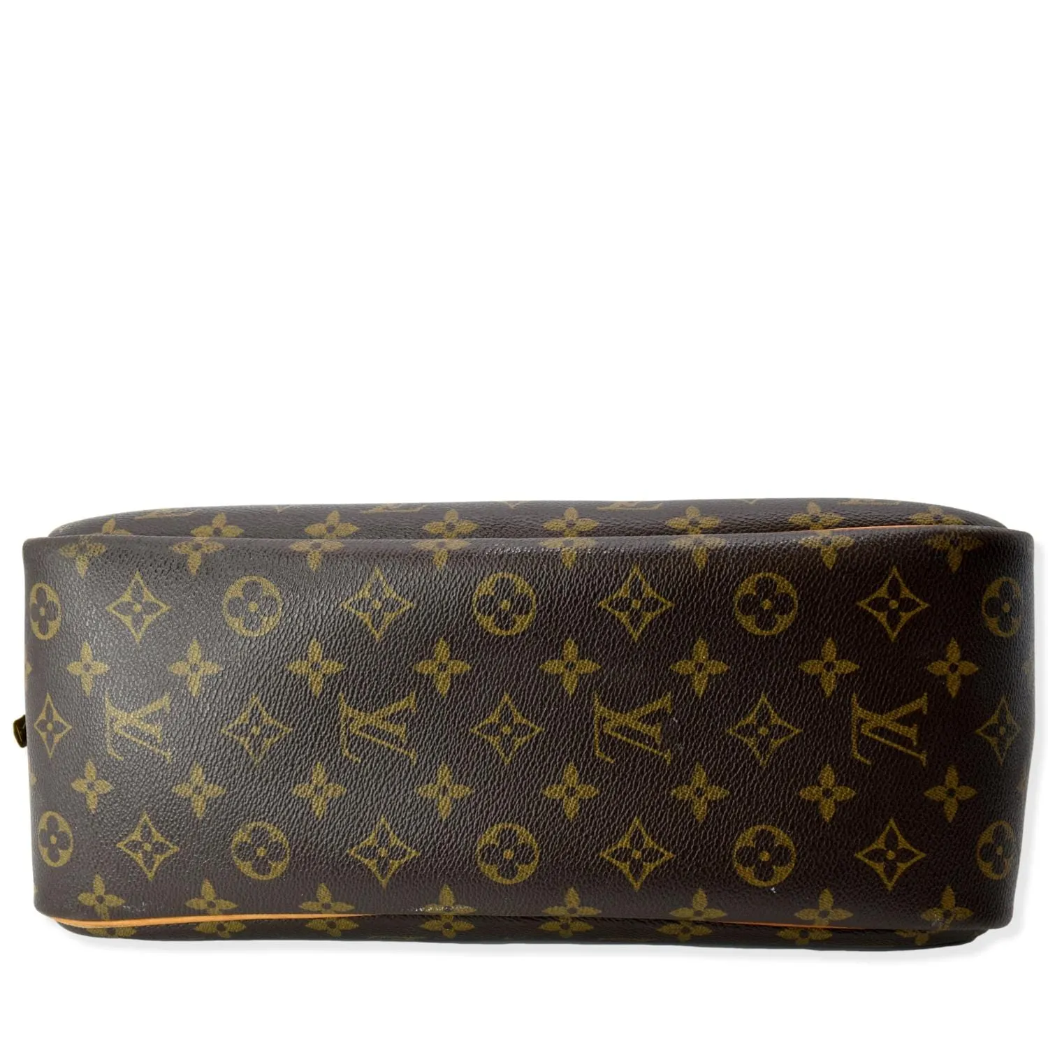 LOUIS VUITTON Deauville Boston Monogram Canvas Satchel Bag Brown