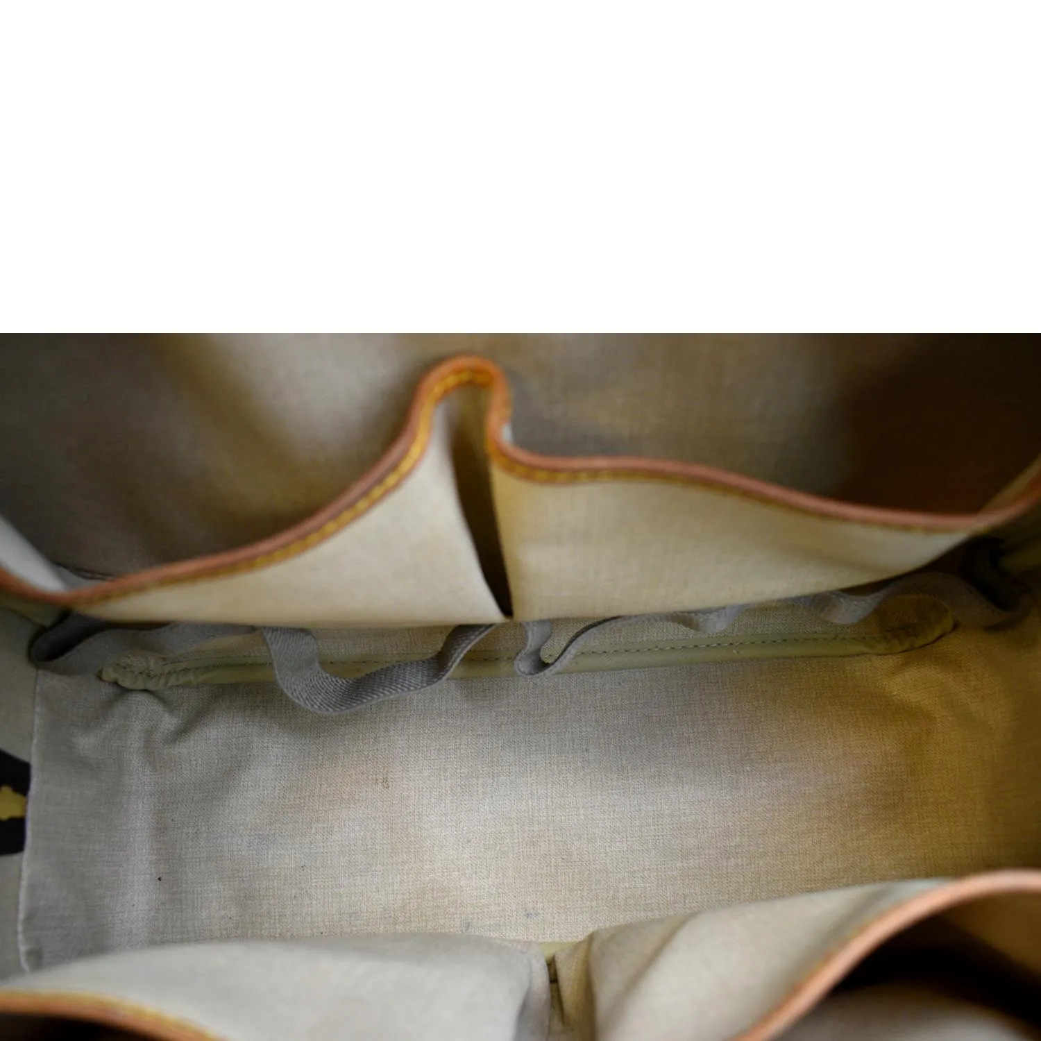 LOUIS VUITTON Deauville Boston Monogram Canvas Satchel Bag Brown