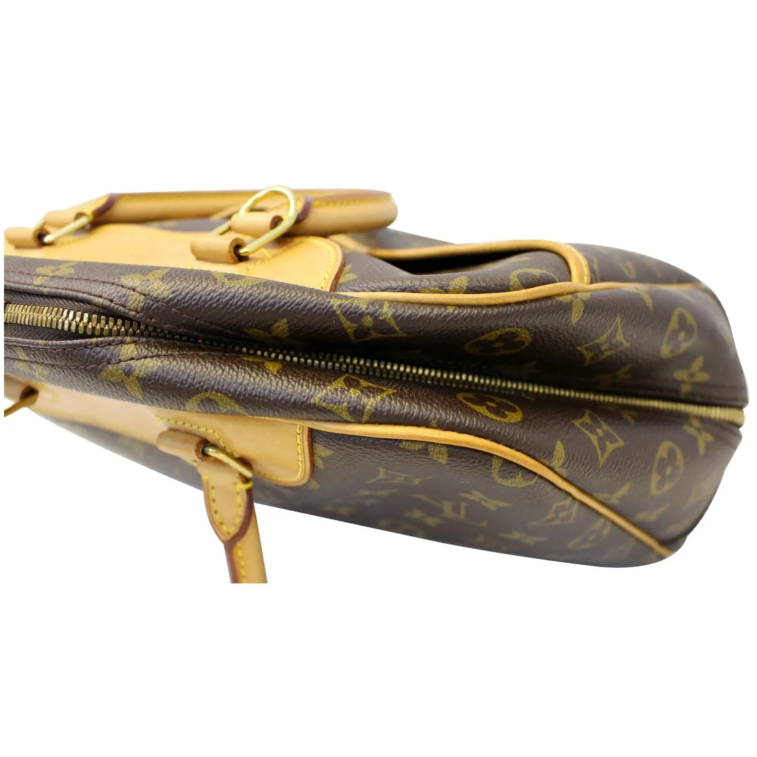 LOUIS VUITTON Deauville Monogram Canvas Boston Satchel Bag Brown