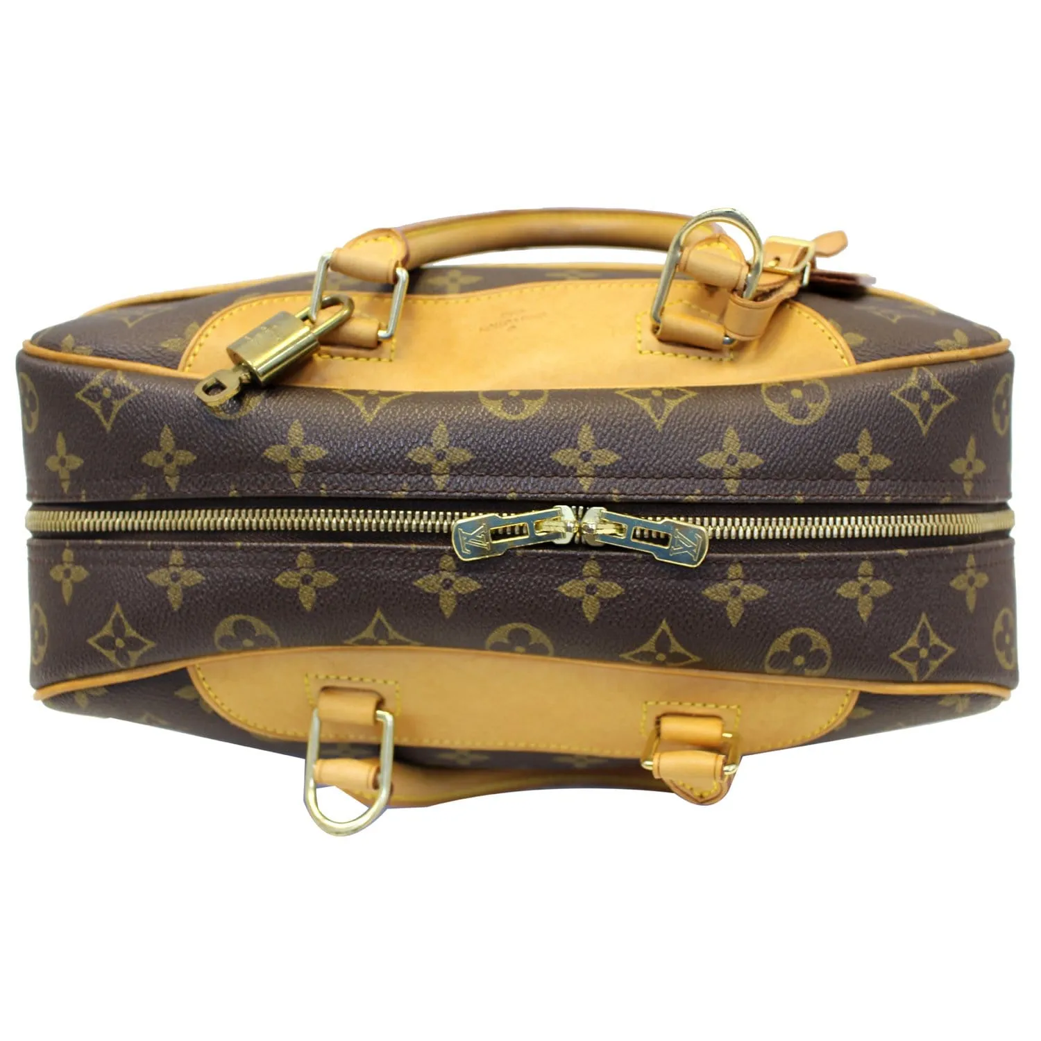 LOUIS VUITTON Deauville Monogram Canvas Boston Satchel Bag Brown