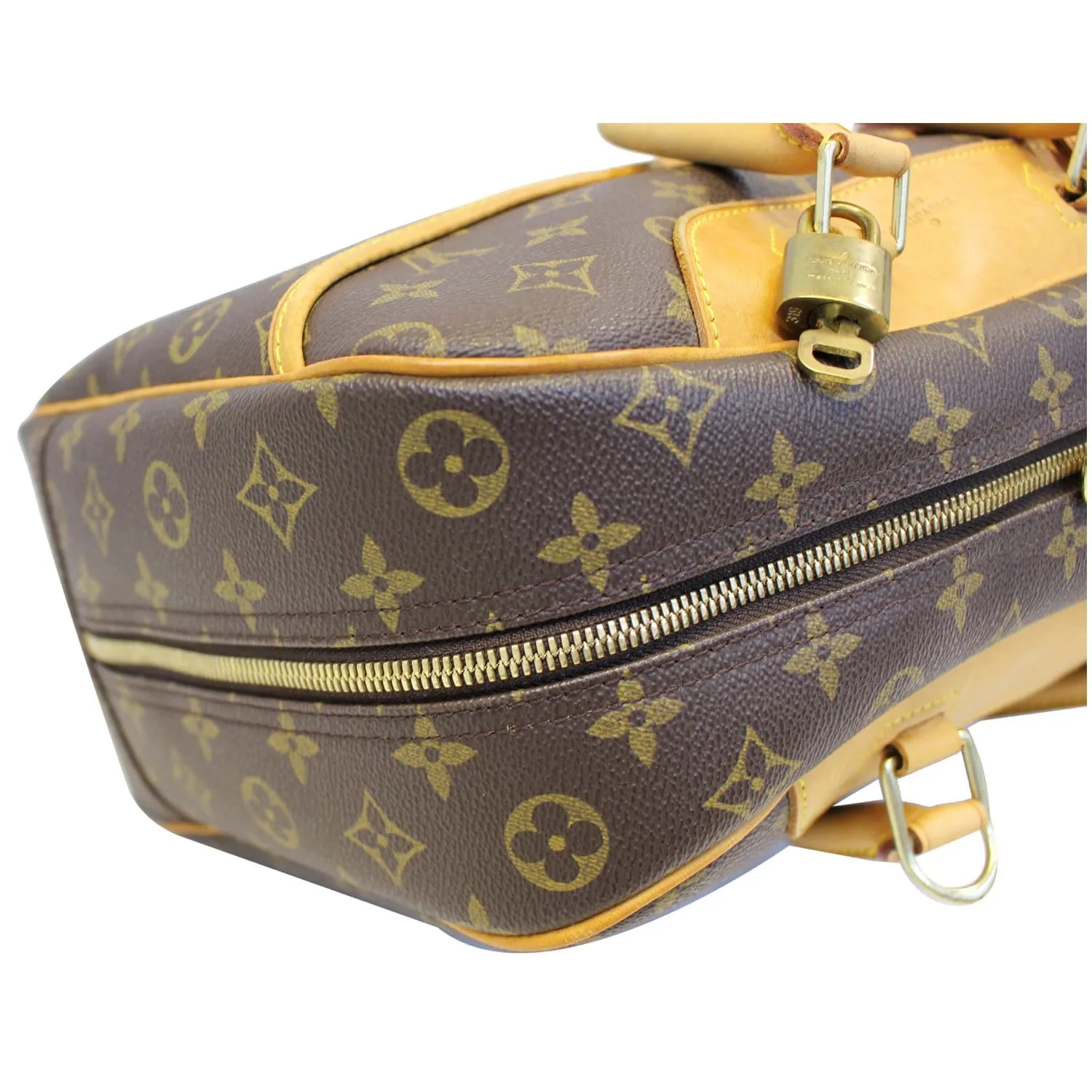 LOUIS VUITTON Deauville Monogram Canvas Boston Satchel Bag Brown