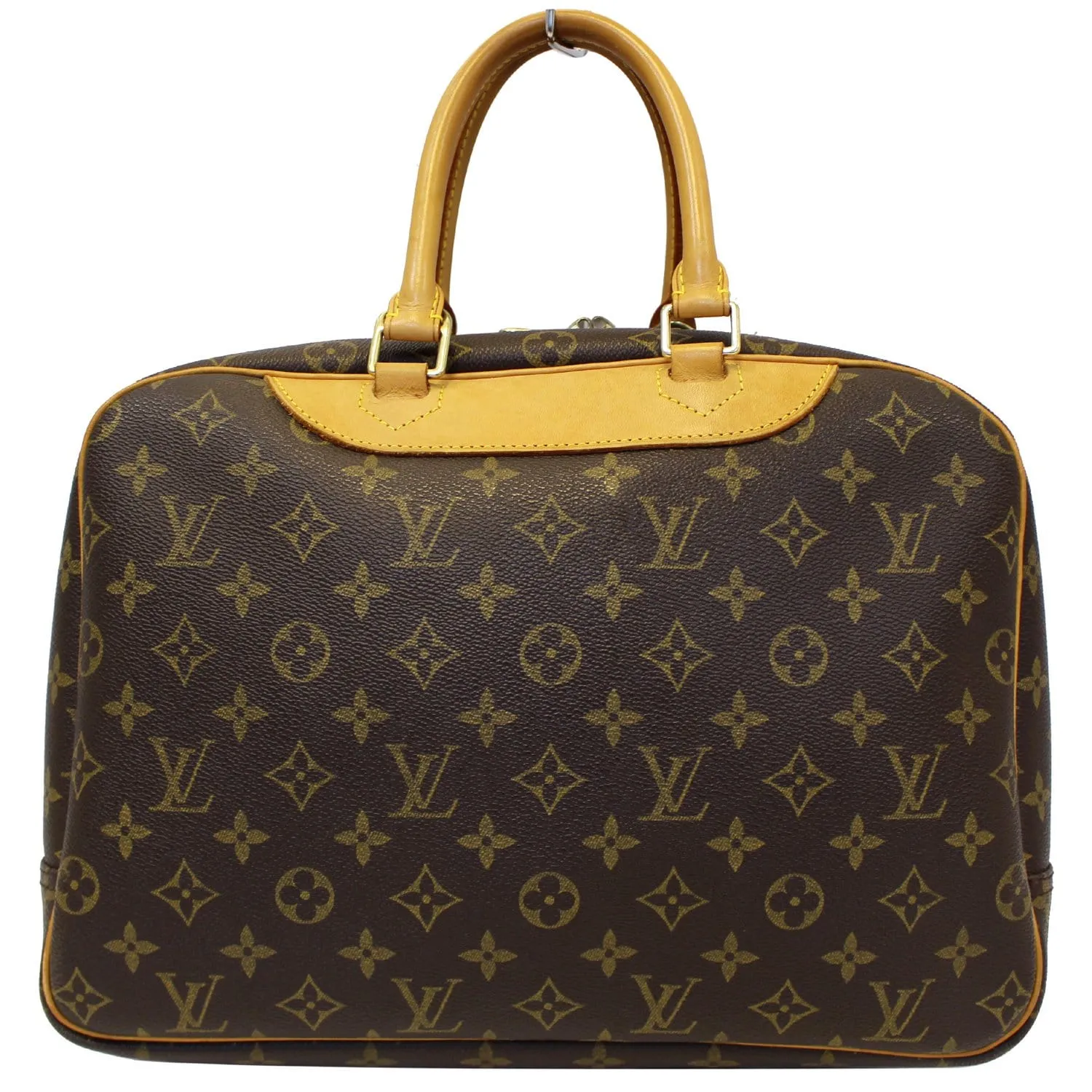 LOUIS VUITTON Deauville Monogram Canvas Boston Satchel Bag Brown