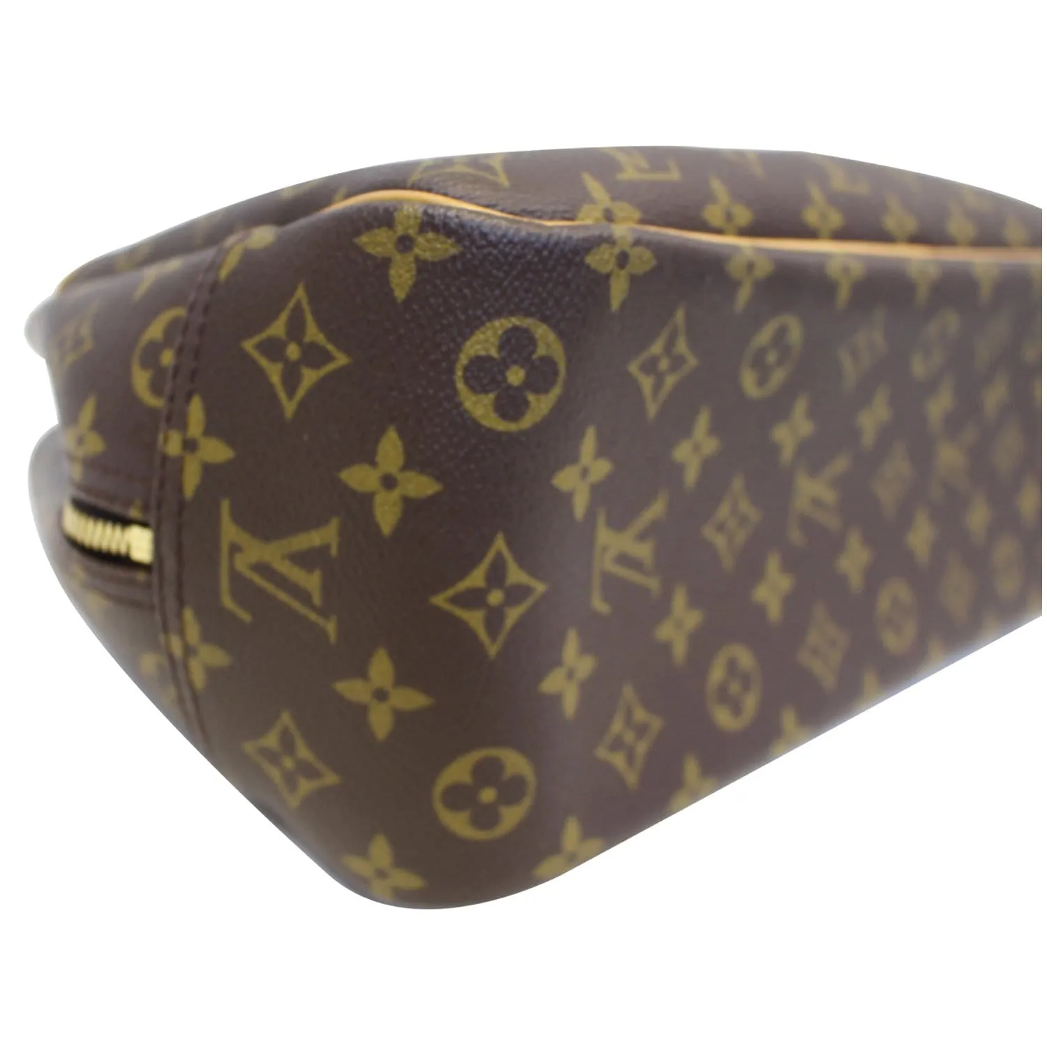 LOUIS VUITTON Deauville Monogram Canvas Boston Satchel Bag Brown