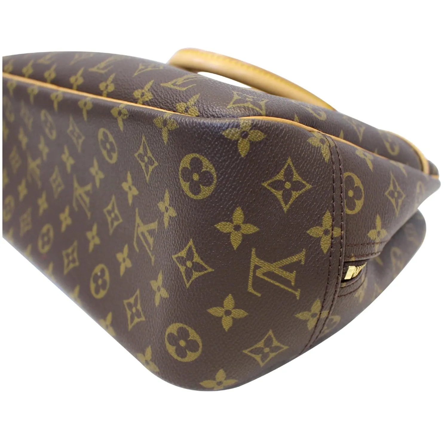 LOUIS VUITTON Deauville Monogram Canvas Boston Satchel Bag Brown