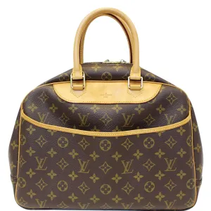LOUIS VUITTON Deauville Monogram Canvas Boston Satchel Bag Brown