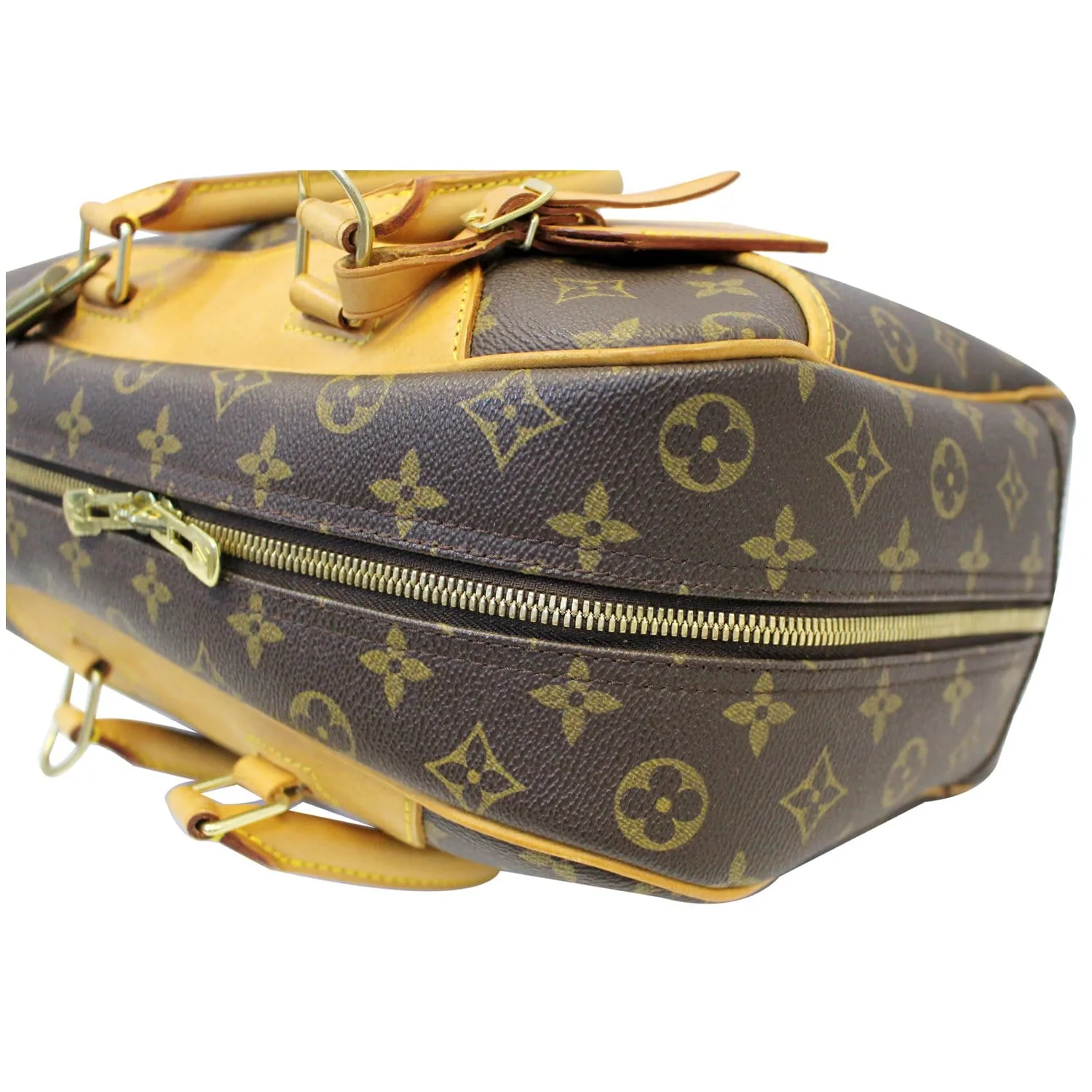 LOUIS VUITTON Deauville Monogram Canvas Boston Satchel Bag Brown