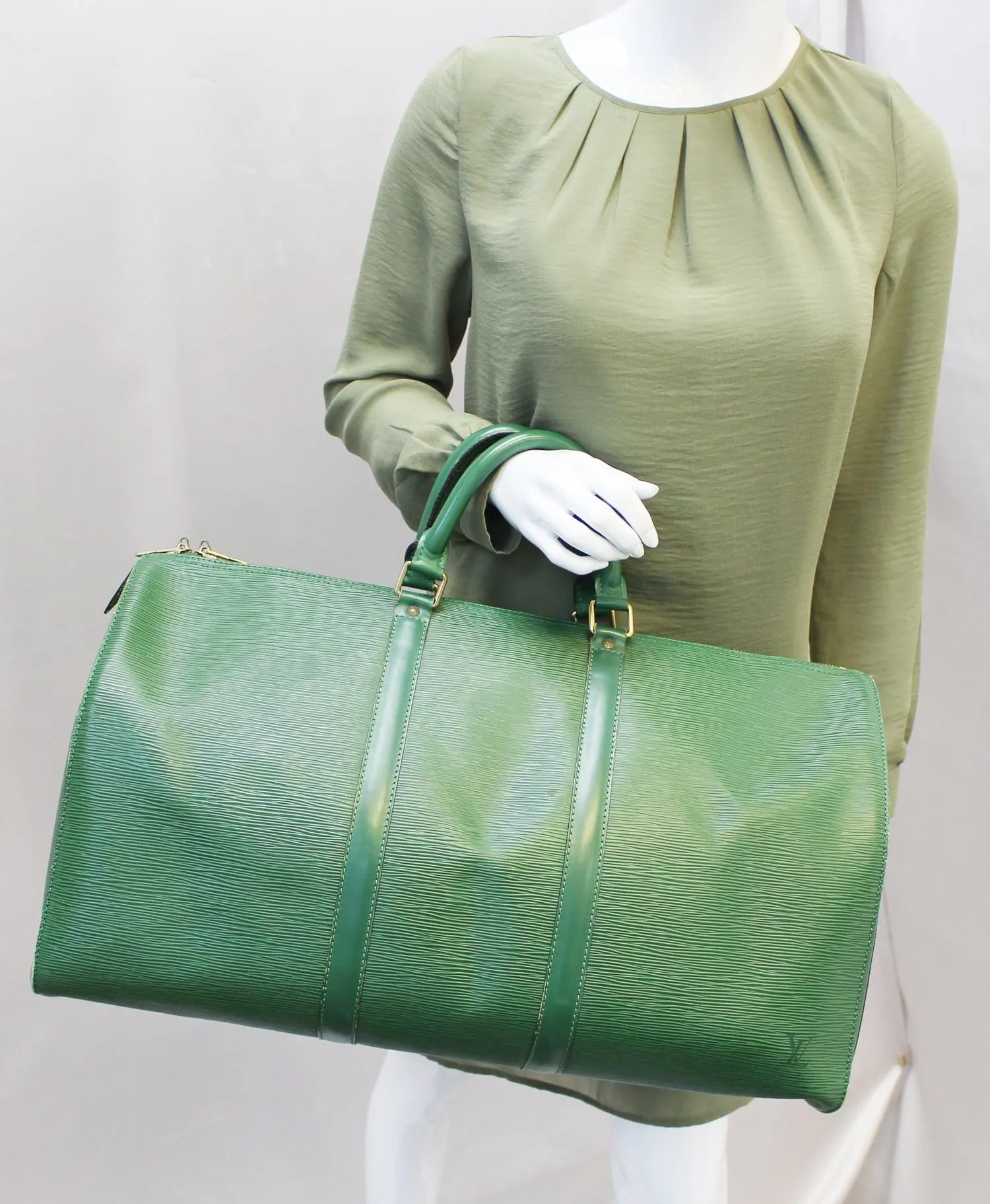 LOUIS VUITTON Epi Leather Green Keepall 50 Boston Satchel Bag - Sale