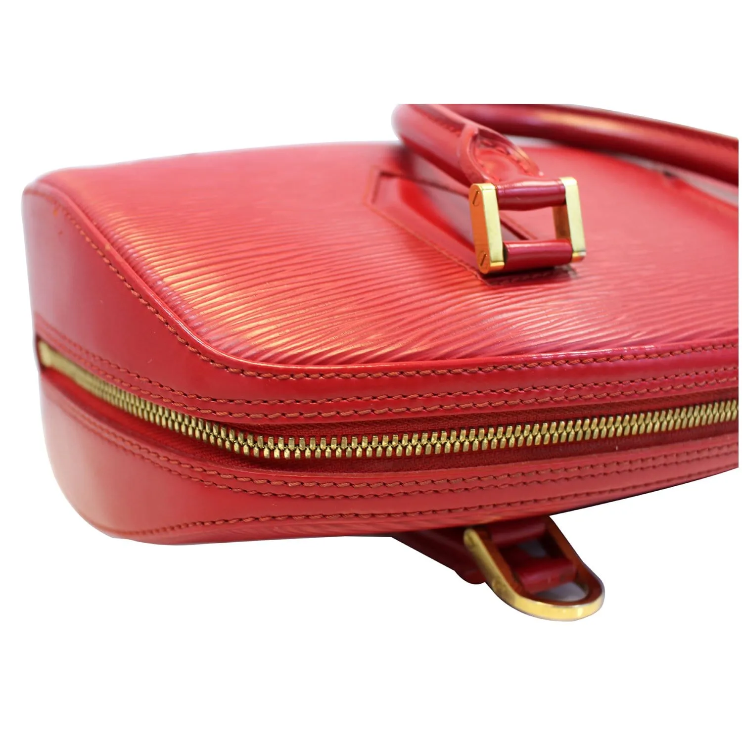 LOUIS VUITTON Jasmine Epi Leather Satchel Bag Red